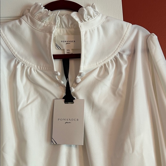 Tuckernuck Selena Elegant Cream Blouse with Ruffle Accents NWT - Picture 3 of 4